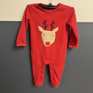 Baby Gap 18-24 months Reindeer‎ one piece Romper Red Christmas Boy Girl